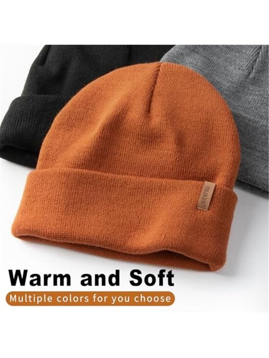 3 Pack Unisex Beanie Winter Double Layer Warm Knit Cuffed Hat main image 5
